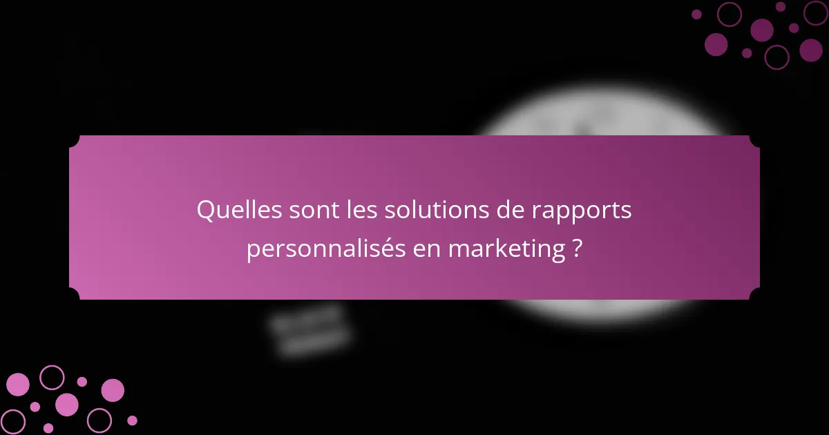 Quelles sont les solutions de rapports personnalisés en marketing ?